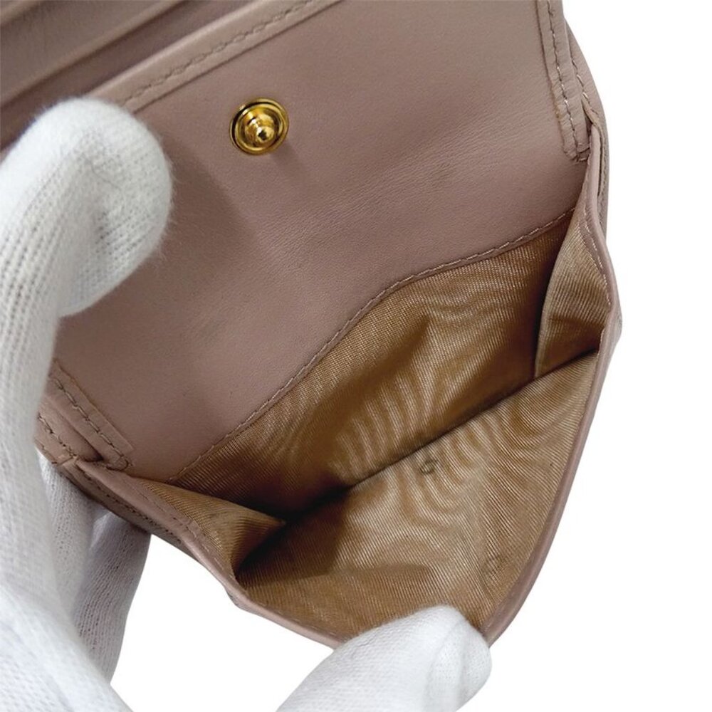 Prada Wallet Bifold Wallet Leather Pink Beige Mini - Picture 7 of 13